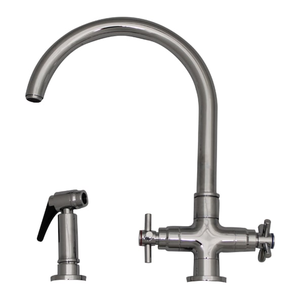 Whitehaus Dual Handle Faucet W/ Gooseneck Swivel Spout, Cross Style Handles And B 3-03954CH85-C - main